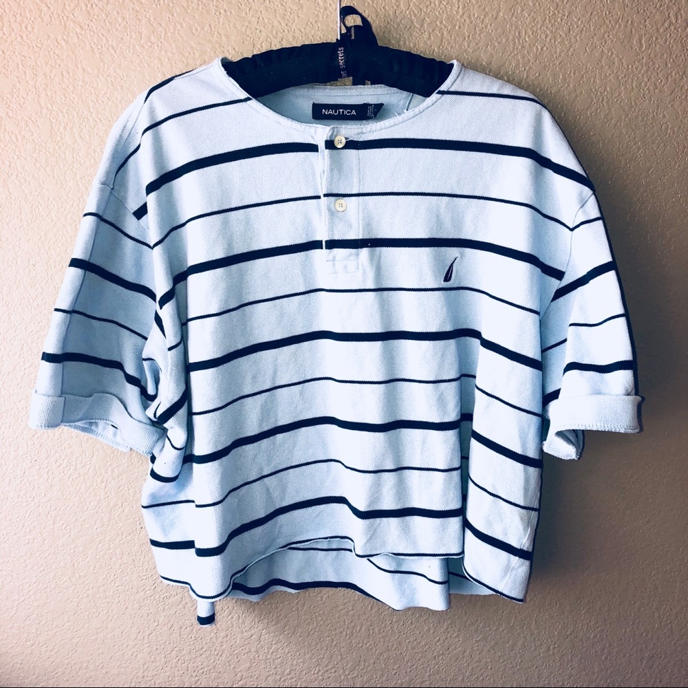 Blue/ Dark Blue Cropped Vintage Shirt (Oversized)